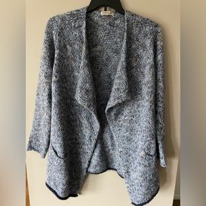 Maryline Women’s Small Open Front Wool Blend Metallic Knit Oversized Cardigan